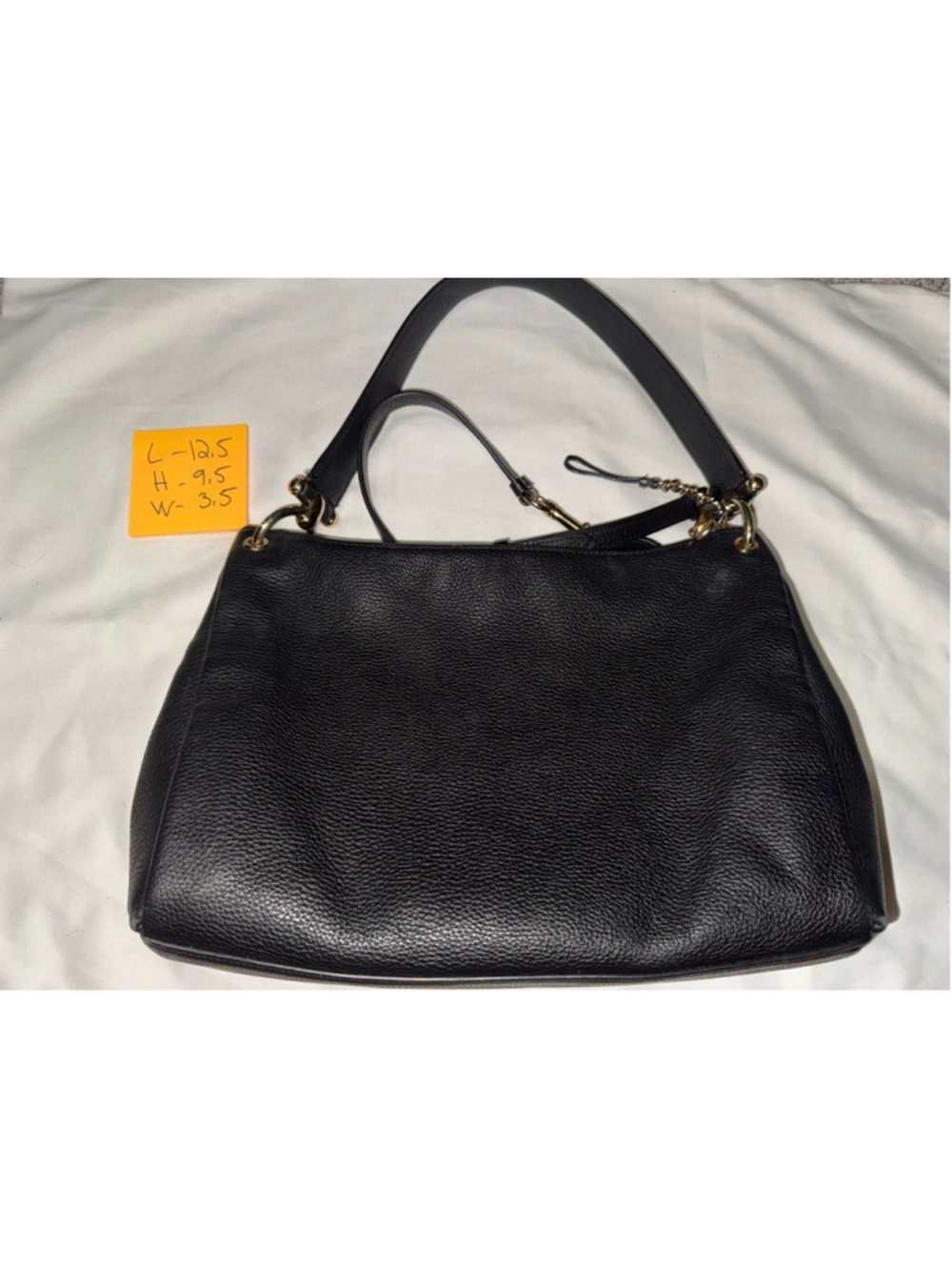 Coach Pebbled Leather Shoulder Bag Black Gold Hardware Crossbody Purse F28966 - Picture 3 of 11